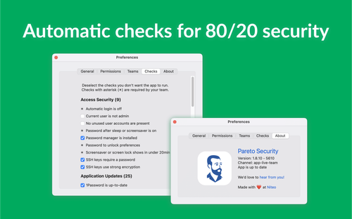 Pareto Security macOS app Settings screenshot