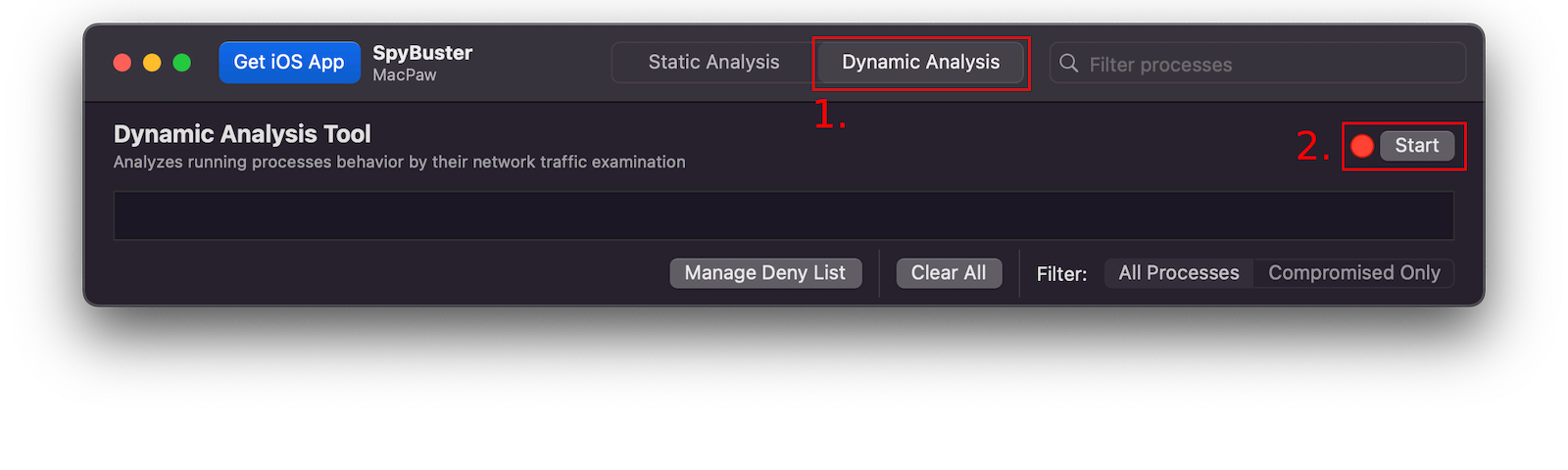 Dynamic analysis start