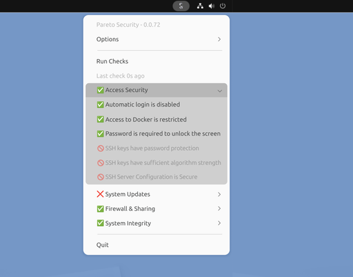 Pareto Security app on Linux