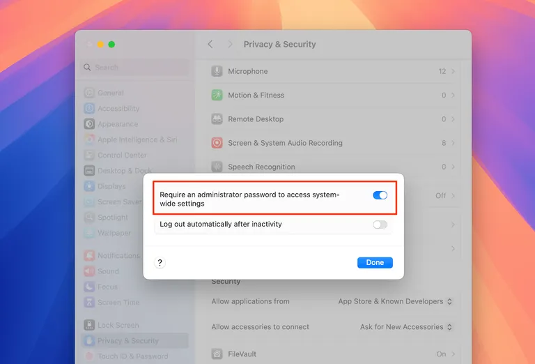 Password preferences