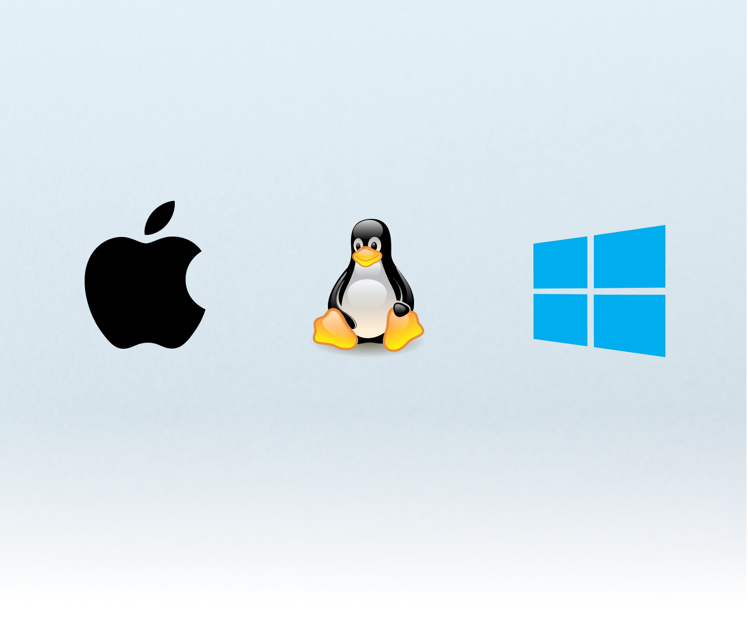 macOS, Linux, and Windows logos